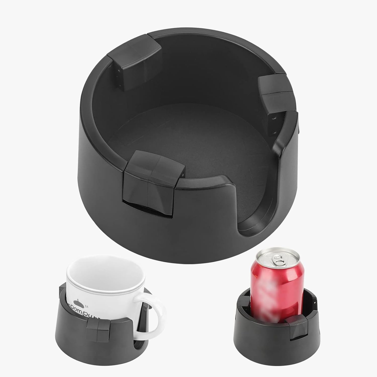 Adjustable Anti-Spill Cup Holder with Black Drink Coaster