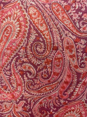 Silk Cotton Blend Batiste Plum Raspberry Paisley Print Fabric 1.5 Yards 56'' Wide