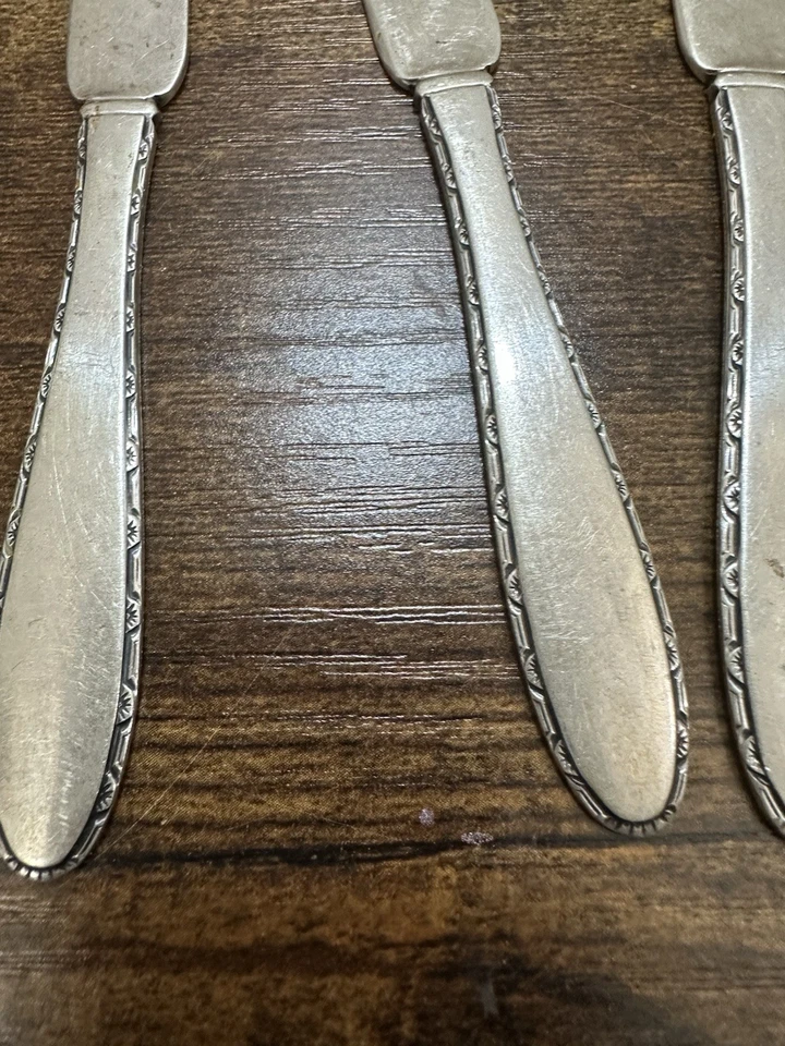 Juego de seis esparcidores de mantequilla de plata esterlina Manchester by Manchester mango plano Foto 2 de 4