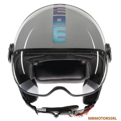 MOMODESIGN CASCO MOTO JET MOMO DESIGN FGTR CLASSIC FLIP E2206 GRIGIO BLUE / FUCSIA