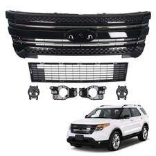 For 2011-2015 Ford Explorer Front Bumper Grille Assembly All Paint W Fog Lights