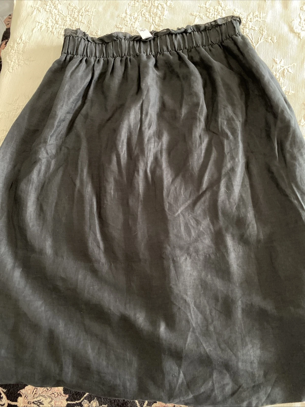 Banana Republic Women’s BlackXL Linen Full Skirt Elastic Waist Pockets New-$150