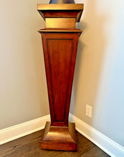 Ethan Allen Neoclassical Tall Pedestal Display Table - Plant Stand  4ft  Walnut