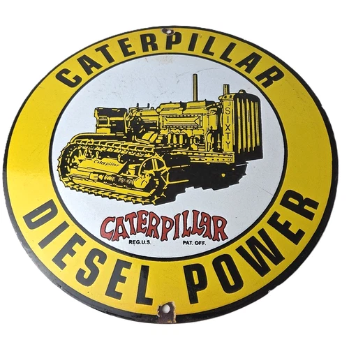 Vintage Caterpillar Sign - Automotive Trucks Service Gas Pump Porcelain Sign