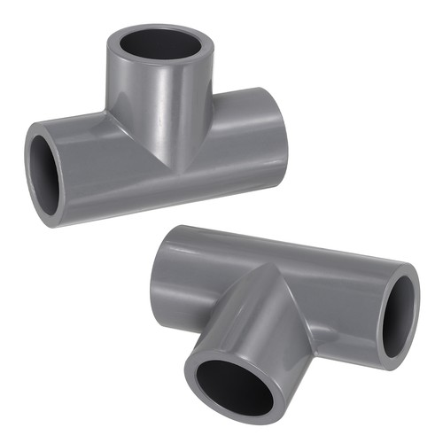 2 Pcs CPVC Tee Pipe Fittings 3/4"x3/4"x3/4" SCH80, Gray
