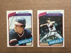1980 Topps Baseball Card Lot Nolan Ryan 580 & Rod Carew 700 California Angels