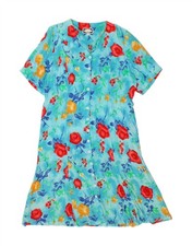 CHICOT Womens Short Sleeves Shirt Dress UK 20 2XL Blue Floral CG04