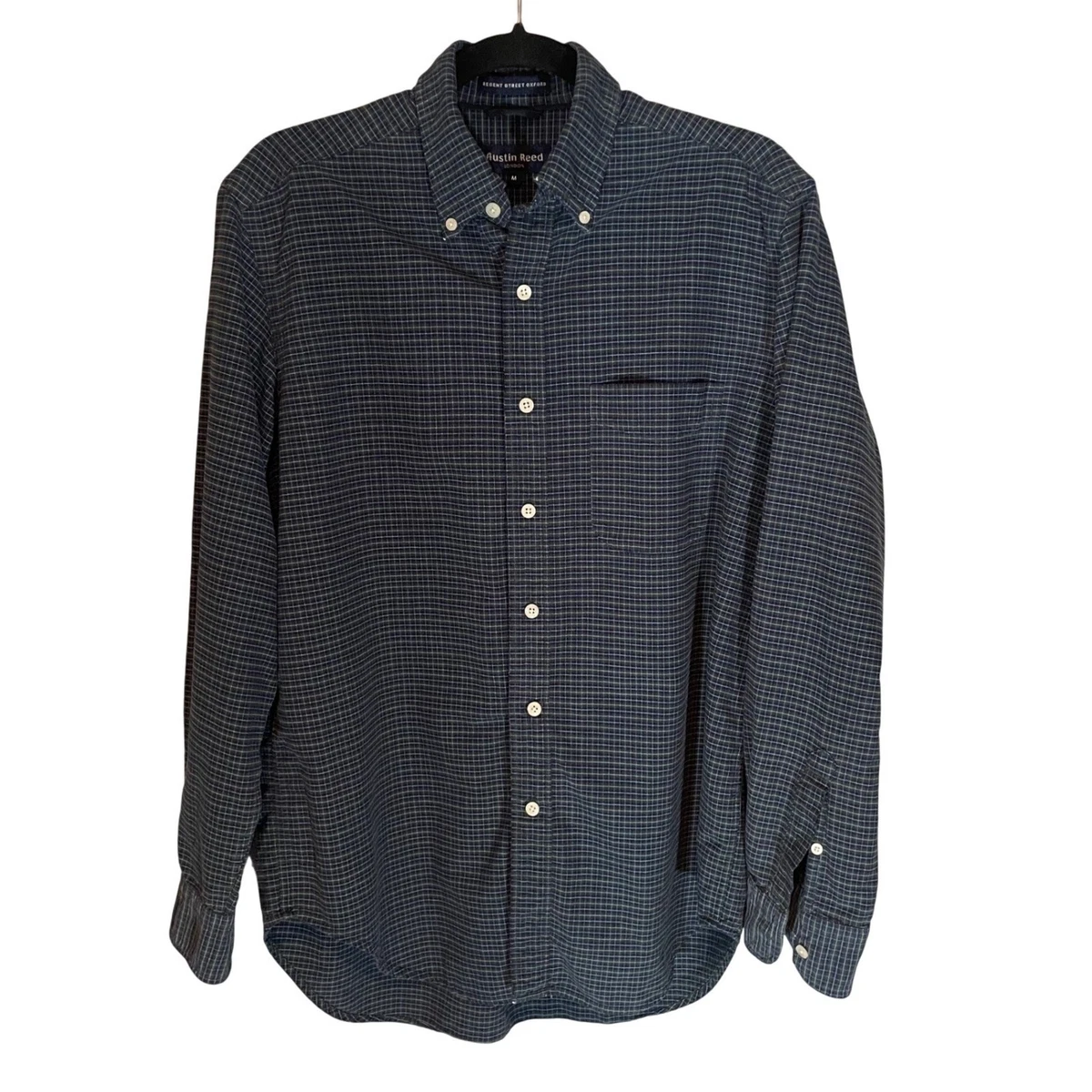 austin reed dress shirt Austin Reed London Mens XXL Blue Check Dress Shirt Long Sleeve Button Up