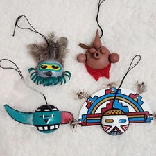 4  VTG.RARE 1986-88 Native American Mini 2x4" Kachina Ornaments Signed By Artist