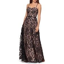 XSCAPS 3D Flower Sleeveless Gown In Black/Nude Size 16 NWT