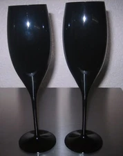 DOM PERIGNON CHAMPAGNE EVOLUTION OENOTHEQUE BLACK CRYSTAL FLUTES X 2 RARE 