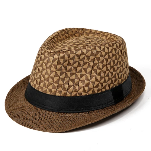 Herren Sommer Stroh Fedora Mütze Trilby kubanische Sonnenkappe Panama kurze Krempe Mütze - Bild 9 von 21