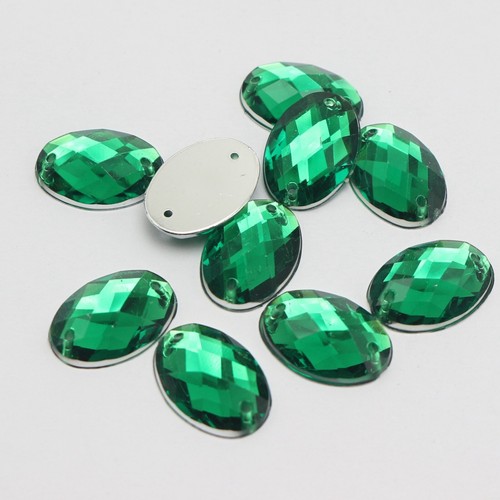 100 Clear Flatback Acrylic Oval Sewing Rhinestone Button 13X18mm Sew on beads - Picture 2 of 5