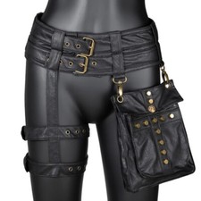Gothic Steampunk Punk Waist Pack Shoulder Bag Coin Purse Leg Bag Purse Black
