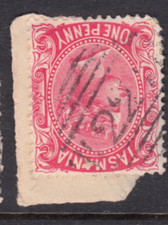 Tasmania Numeral 221 cancel of Derby on a 1d. red sideface on piece.