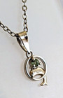 RARE 2.5 Round Genuine Green Sapphire Dolphin Silver/Rhodium Plated pendant,New — photo 1