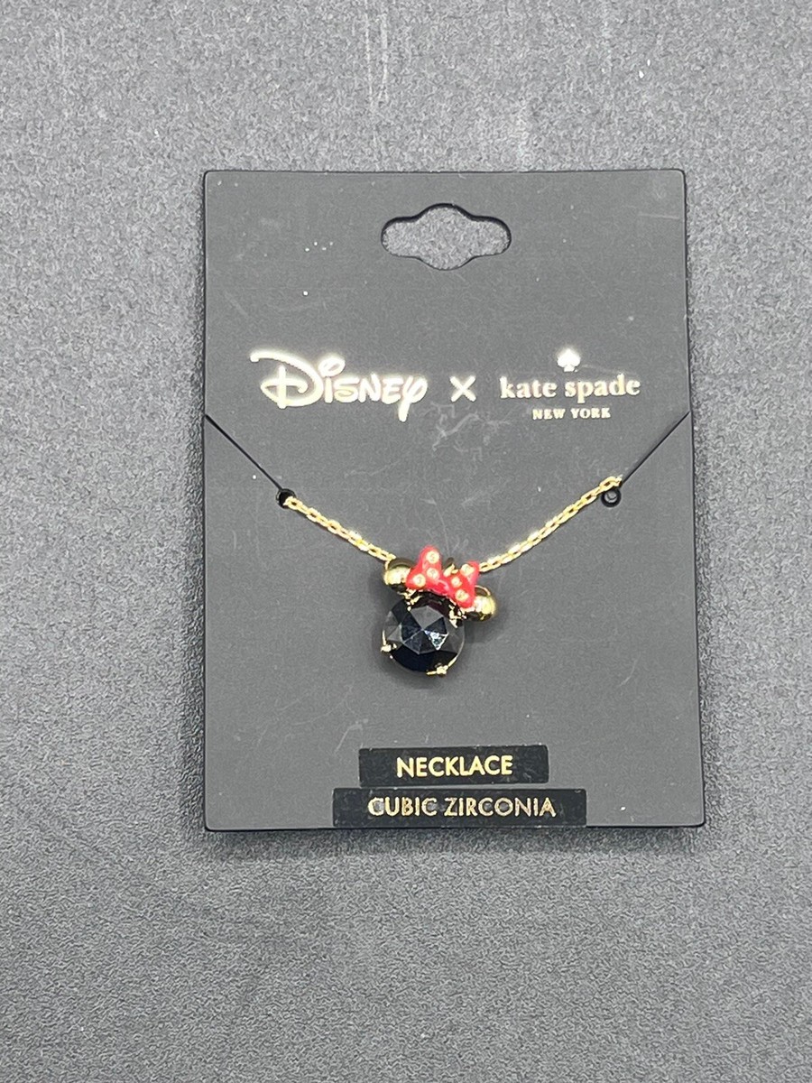 Disney X Kate Spade New York Minnie Mouse Pendant Necklace Black New Tag NWT