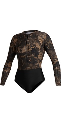 Mystic Womens Jayde Long Sleeve Front Zip One Piece - Slate Brown