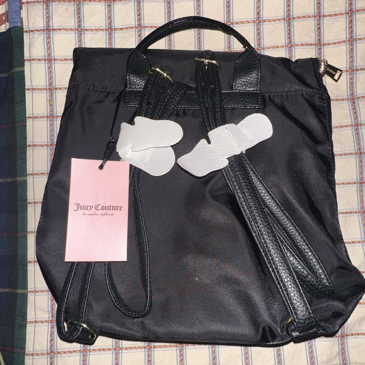 Juicy Couture Quilted Nylon Backpack Bag Black multi zipper  display picture 2