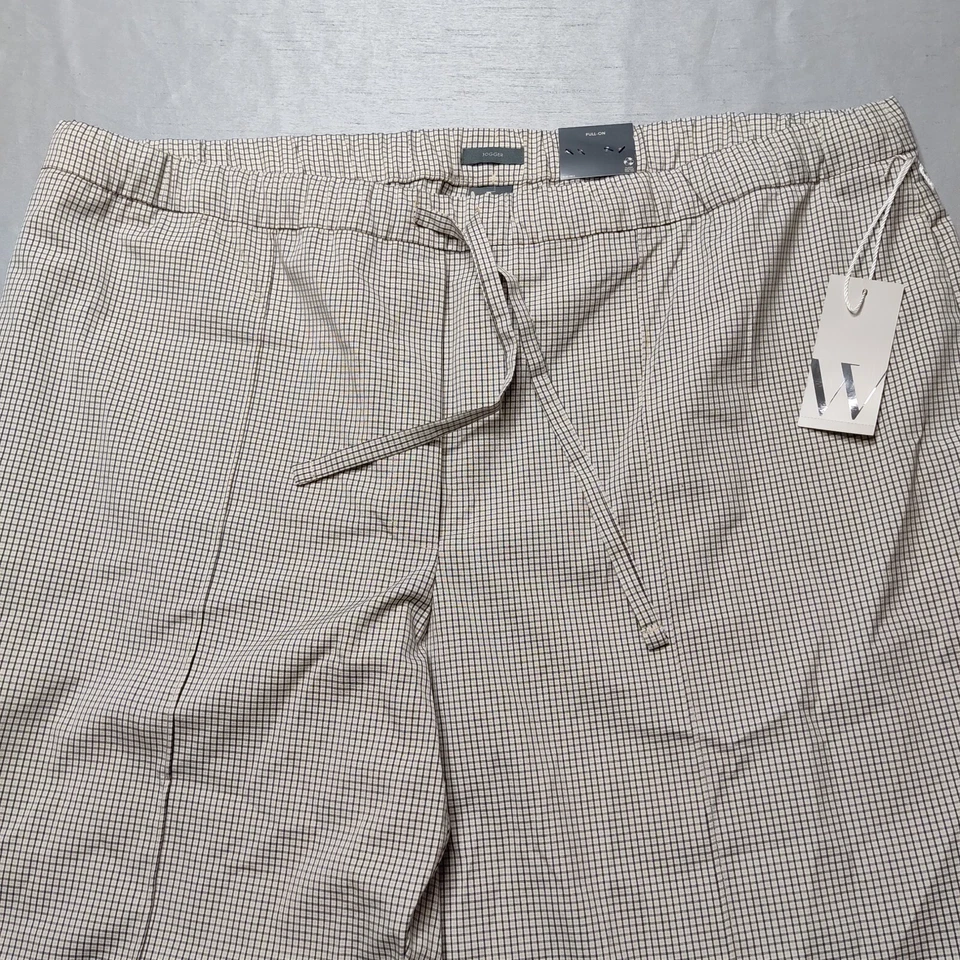 WORTHINGTON Women Plus Size 2X Khaki Plaid Mid-Rise Jogger Pull-On Pants NEW - Image 2 of 4