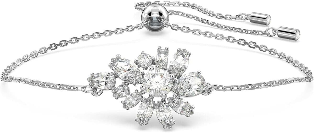 New Swarovski Gema bracelet Mixed cuts, Flower, White, Rhodium