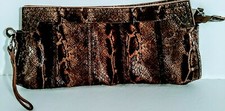 Minicci Brown Snakeski Clutch Handbag Faux Leather. (h4d)