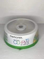 Memorex 25 Pack High Speed CD-RW Rewritable 12X 700MB 80min BLANK CDs NEW SEALED