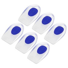6Pcs Silicone Heel Support Cup Pads Ripple Pattern Blue Size 33-39