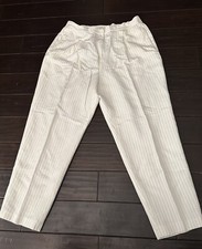 Vintage 90s Elisabeth by Liz Claiborne White Blue Strips Pants High Waisted