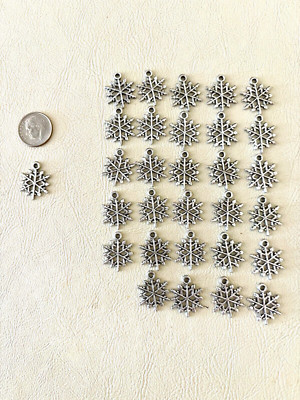 NEW Snowflake Charm 30 Silver Color Jewelry or Craft Making