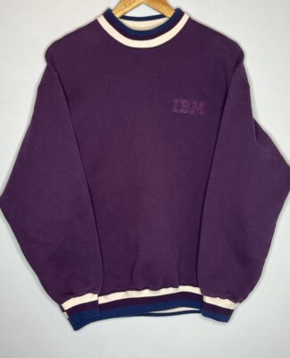 Vintage 90s IBM Sweatshirt Purple Made In USA Tech Computers Sz L