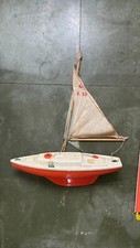 Vintage Segelboot Spielzeug F28 Plastik Boot mit Stoffsegel