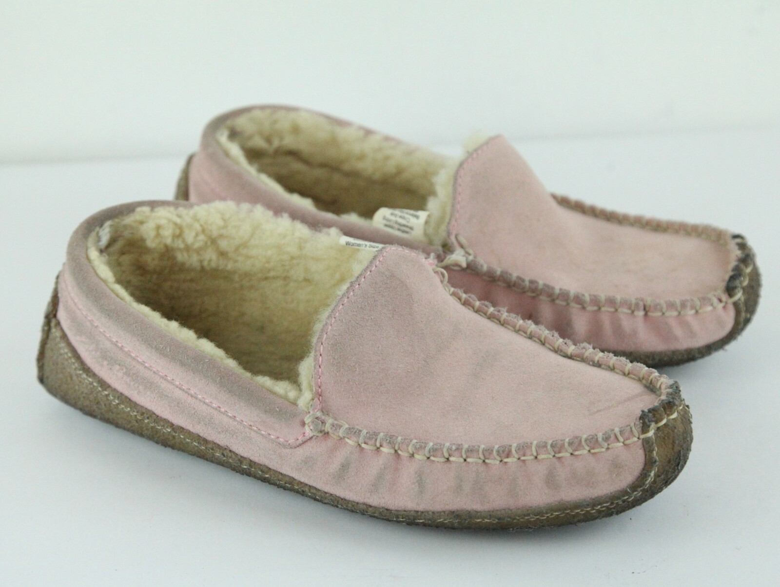 SAOLA Pantofole WEAR Eddie Bauer in pelle scamosciata rosa originale shearling suola crepe 10 mocassini