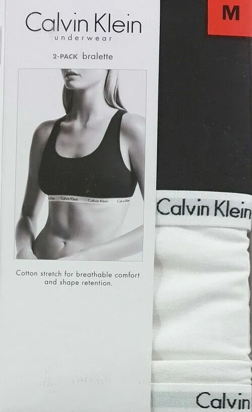Calvin Klein Women CK Modern Cotton Bralette Sports Bra Back 2 Pack