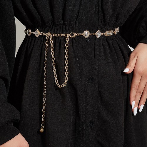 Stylish Rhinestone Belt Women Waist Belt Female Daily Wear Belt Waist Chain - Picture 6 of 11