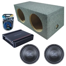 Sealed Rear Angle Dual Enclosure w/ SE1240 12" Sub, 500W Amplifier &  Amp Kit