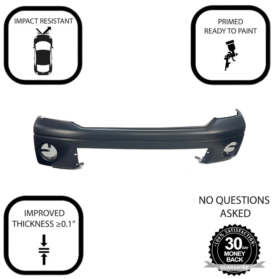 Крышка переднего бампера с грунтовкой для пикапа Toyota Tundra 2007-2013 годов выпуска без системы помощи при парковке - Изображение 3 из 4