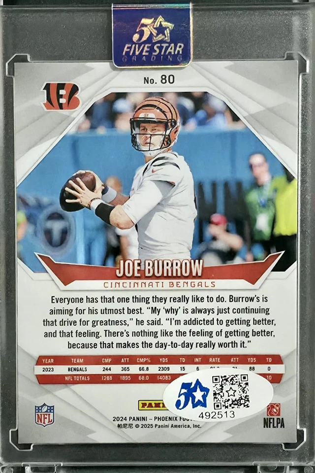 🔥 Joe Burrow Firmado 2024 Panini Phoenix con Certificado de Autenticidad Como Nuevo Automático ¡Guau! Foto 2 de 4