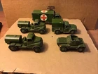 Vintage Dinky Toys Army Vehicles Lot Ambulance, Cargo Truck, Water Tanker, Scout