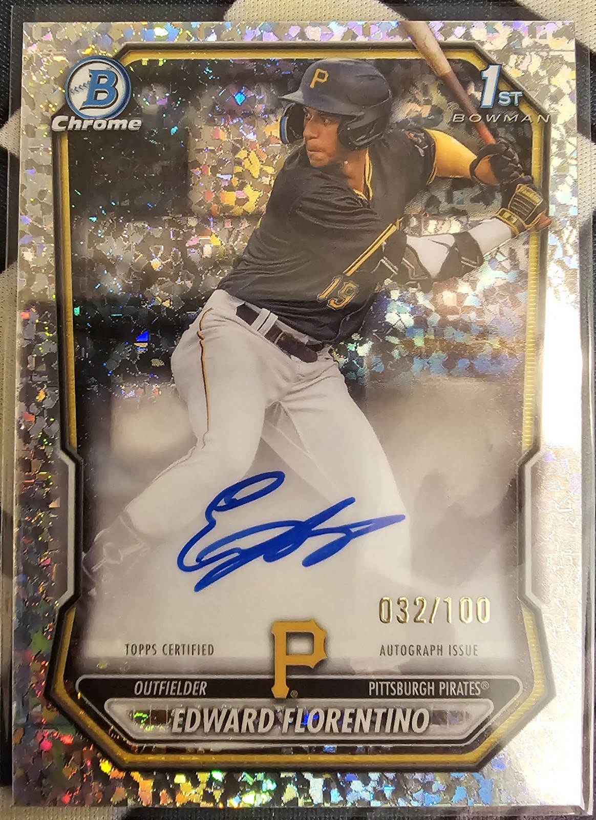2026 Bowman Chrome Edward Florentino 1st Bowman Mini Diamond Refractor Auto /100