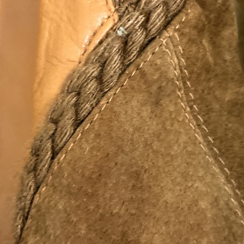 Vtg Mens Saxony Brown Leather Sweater Medium Suede Coogi Style Sweater 1990s - Image 4 of 4