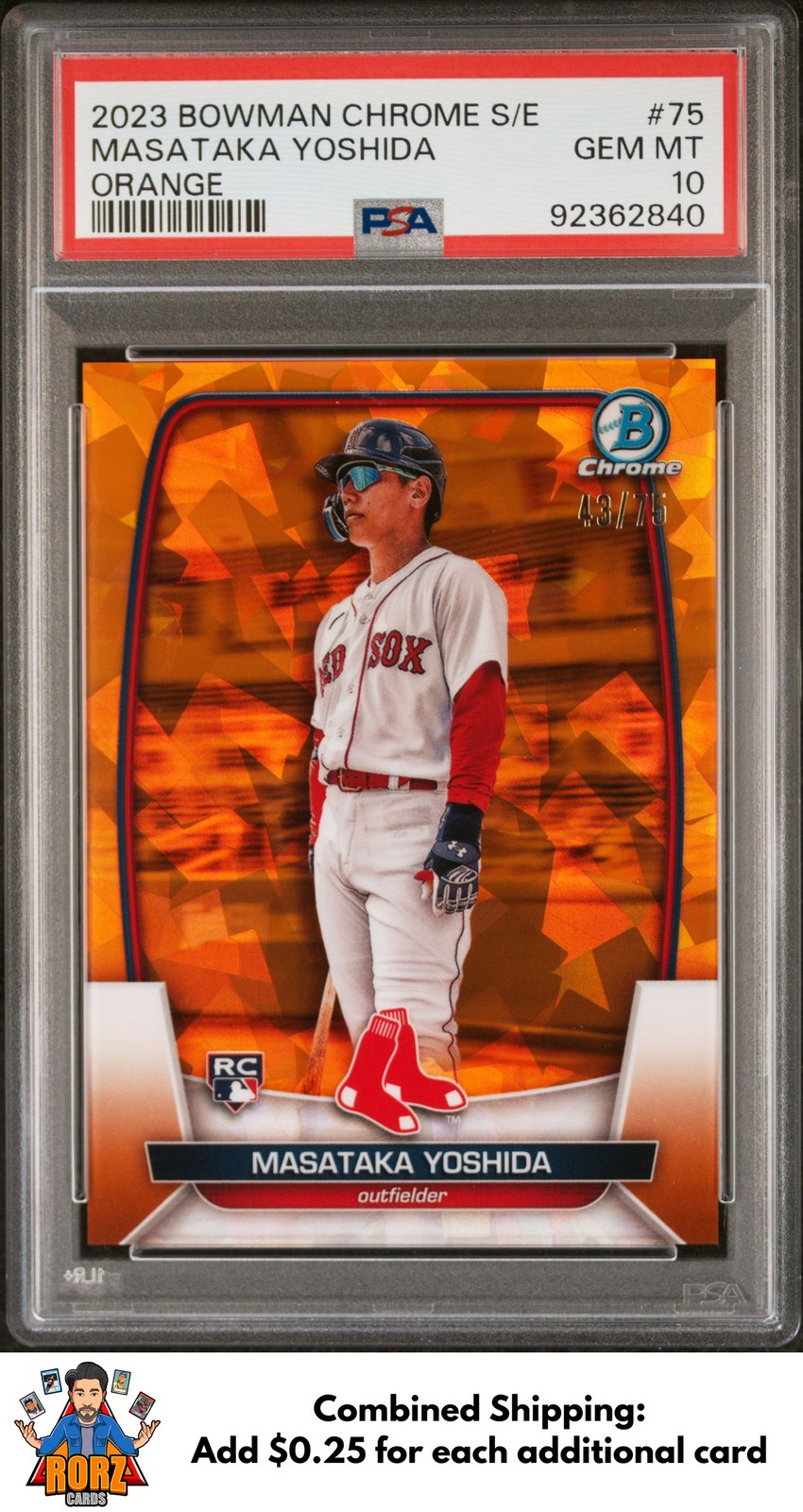 2023 Bowman Chrome Sapphire Edition #75 Masataka Yoshida Orange RC /75 PSA 10