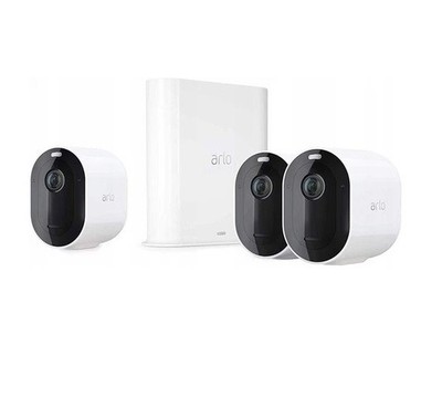 Arlo Pro 3 2K Sicherheitskamera Set 3 Kameras, Smart Hub 2K HDR Wetterfest Weiß