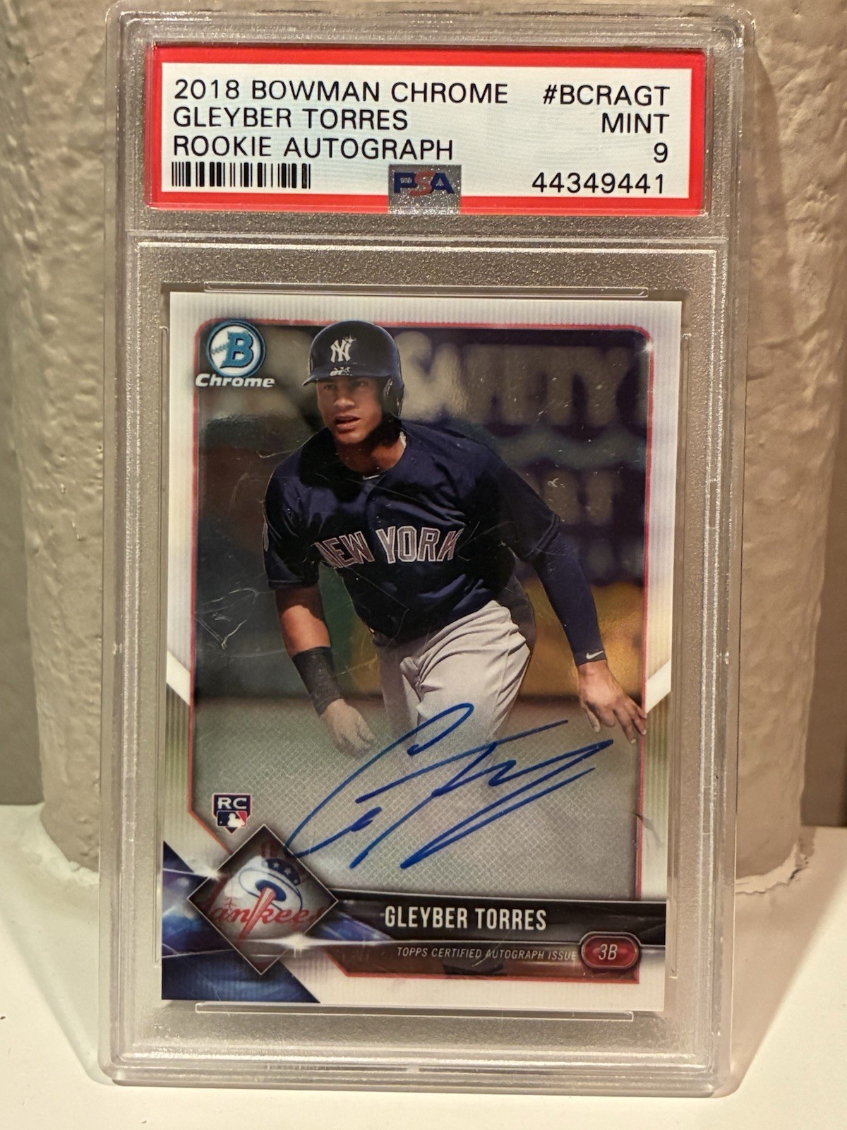 2018 Bowman Chrome Rookie Autograph Gleyber Torres Rookie Auto PSA 9 Mint