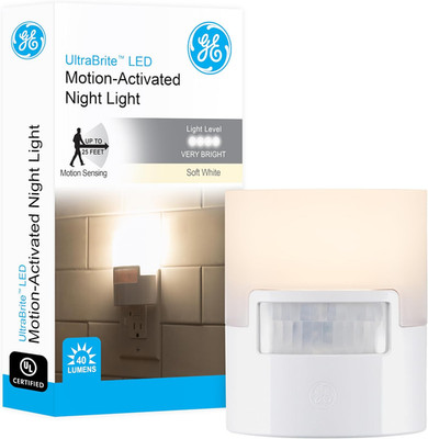 GE LED Night Light Motion Sensor Plug-In UL Listed, White, 40 Lumens