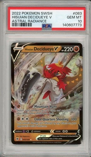 2022 Pokemon SWSH Astral Radiance Hisuian Decidueye V #083 PSA 10