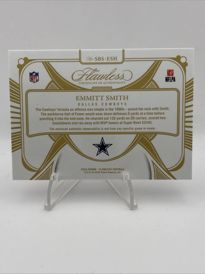 2024 PANINI FLAWLESS EMMITT SMITH SUPER BOWL SWATCH PATCH RARO SP /25 -E - Imagem 2 de 2