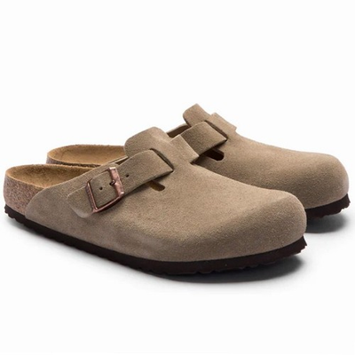 #ad #ad Birkenstock Boston Taupe Suede Leather Soft Footbed Unisex Clog Casual Shoes $81.00