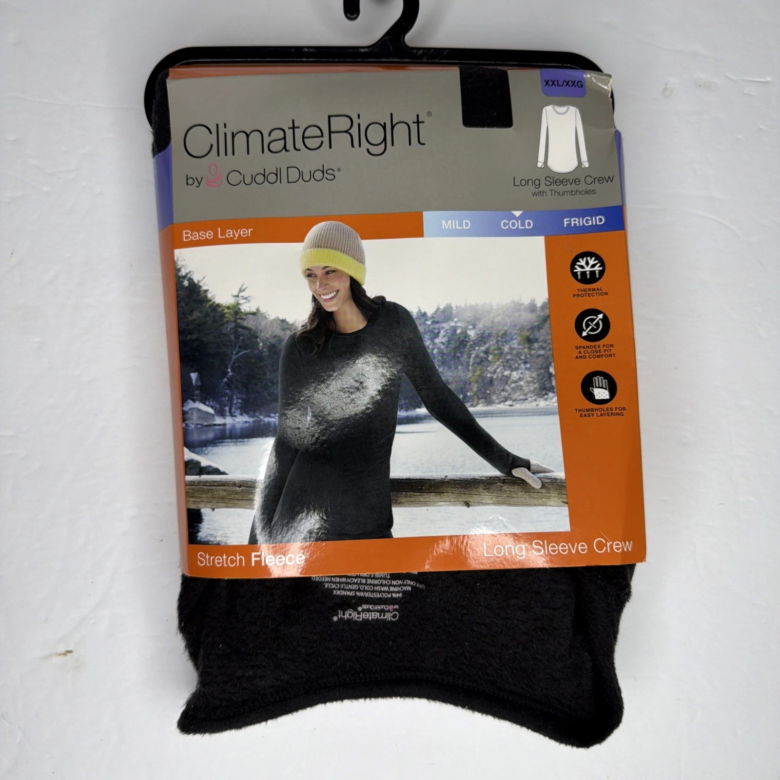 Cuddl Duds ClimateRight Top Black Base Layer Stretch Fleece Women’s XXL 2XL