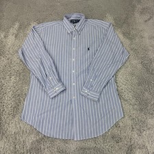 Ralph Lauren Dress Shirt Mens 17 34/35 Blue Stripe Yarmouth Button Down Cotton